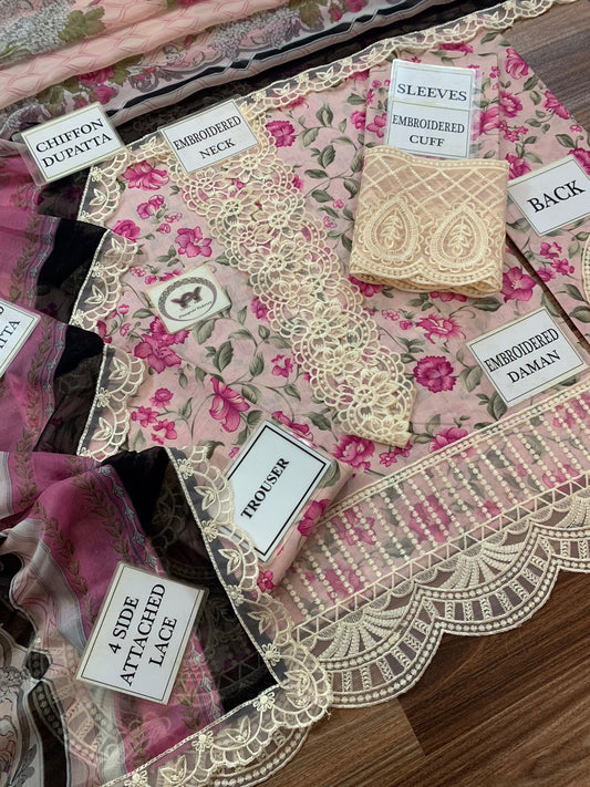 Mahnur Luxury Lawn 3pc Unstitched Embroidered