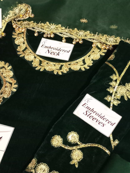 Zafira: Bottle Green Velvet Suit