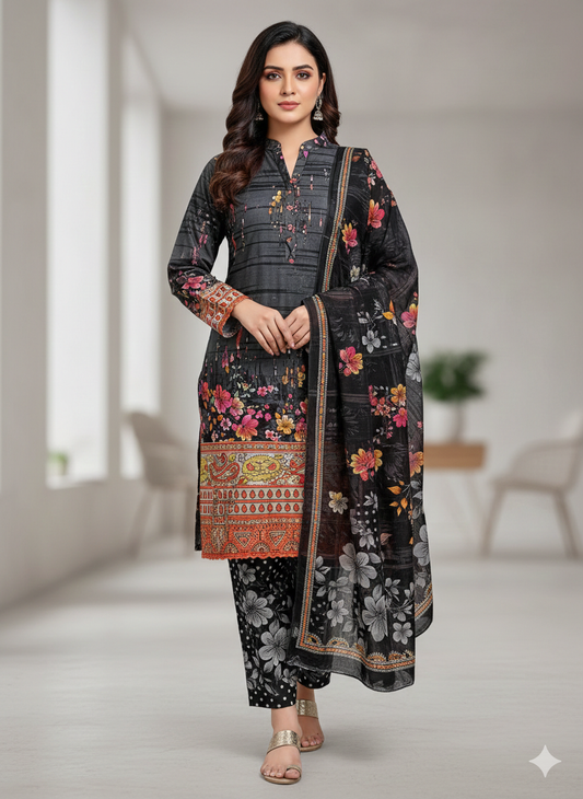 Al Karam 3D Cotton - Bana Dora 3PC